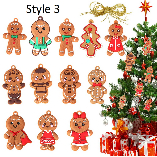 Seasonal Decorations 12Pcs Gingerbread Man Christmas Tree Hanging Pendants Decorations