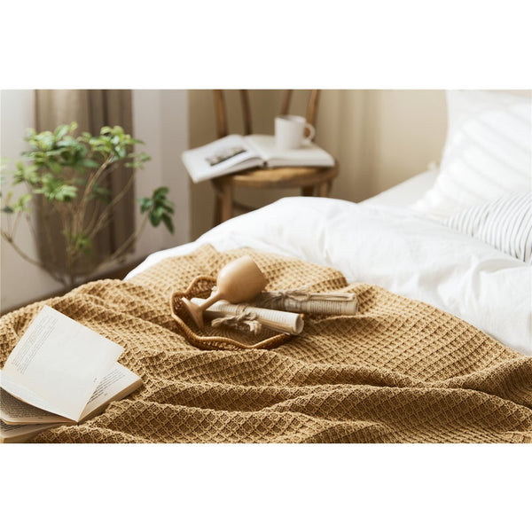 Blankets 130 X 160Cm Cozy Throw Light Brown