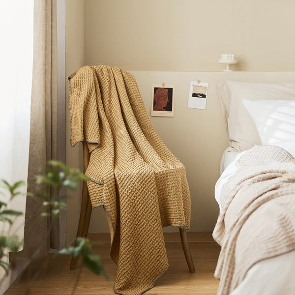 Blankets 130 X 160Cm Cozy Throw Light Brown