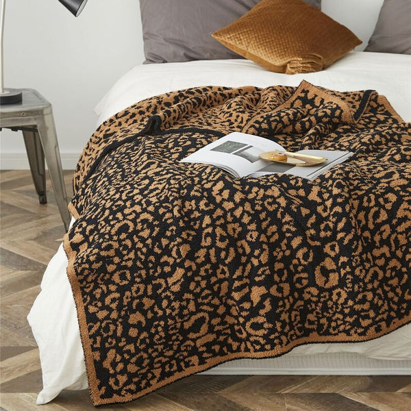 Blankets 130 X 160Cm Cozy Throw Black Brown Leopard Print