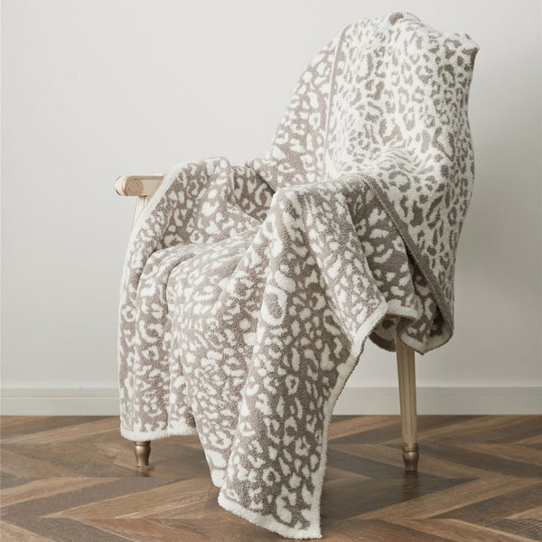 Blankets 130 X 160Cm Cozy Throw Grey Leopard Print