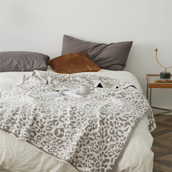 Blankets 130 X 160Cm Cozy Throw Grey Leopard Print