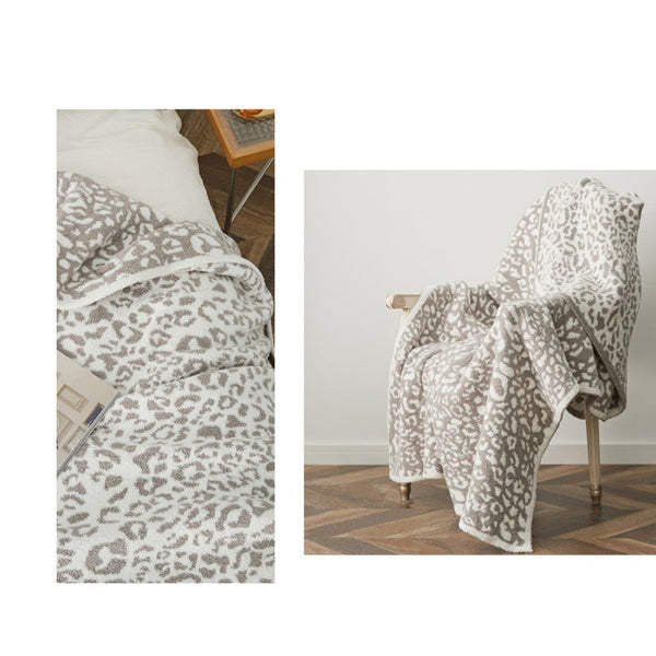 Blankets 130 X 160Cm Cozy Throw Grey Leopard Print