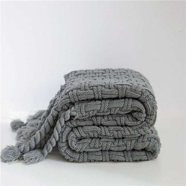 Blankets 130 X 160Cm Cozy Throw Criss Cross Pattern Dark Gray