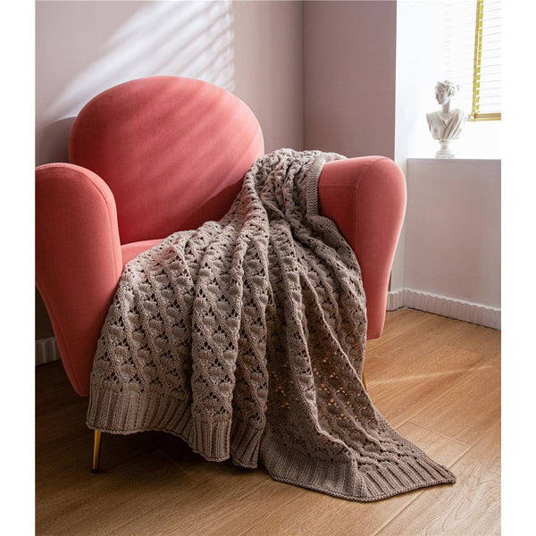 Blankets 130 X 160Cm Cozy Throw Mid Gray Lattice Pattern