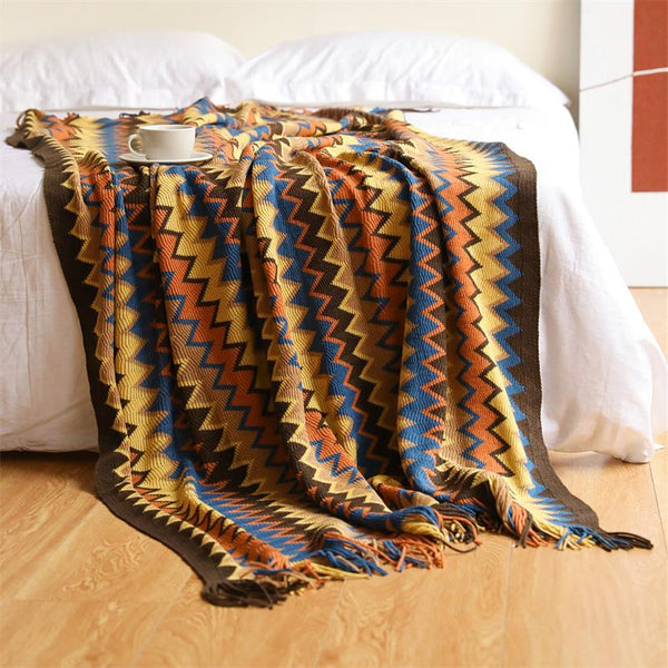 Blankets 130Cm X 170Cm Warm Cozy Knitted Throw Blanket Multicolour