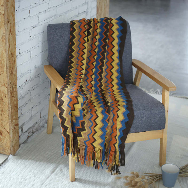 Blankets 130Cm X 170Cm Warm Cozy Knitted Throw Blanket Multicolour