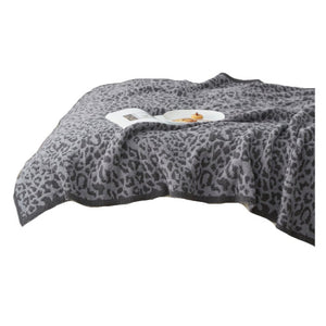 Blankets 130 X 160Cm Cozy Throw Dark Gray Leopard Print