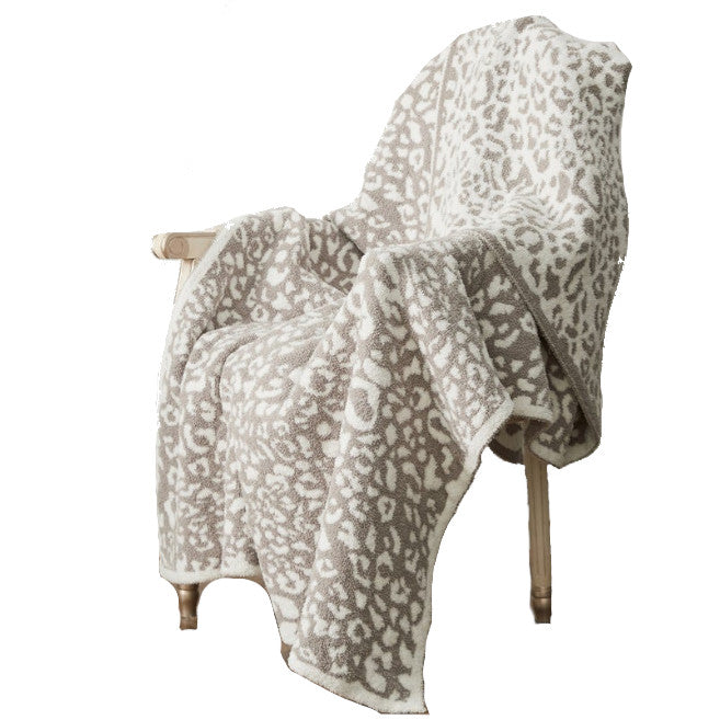 Blankets 130 X 160Cm Cozy Throw Grey Leopard Print