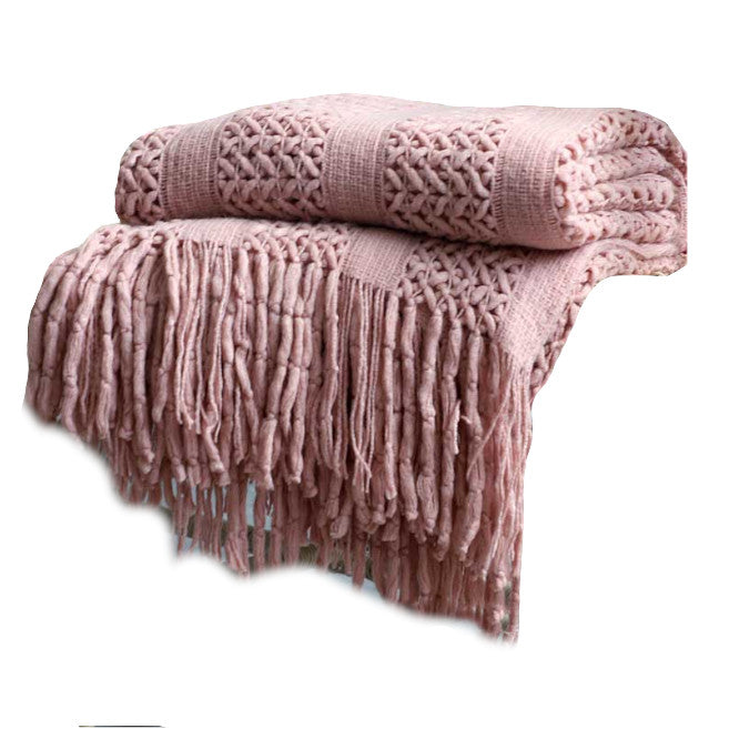 Blankets 130Cm X 220Cm Warm Cozy Knitted Throw Blanket Pink