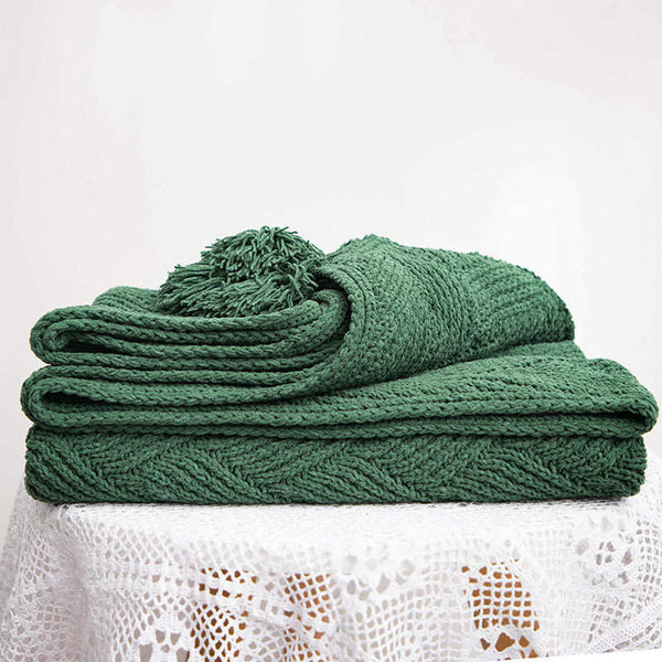 Blankets 130Cm X 160Cm Warm Cozy Knitted Throw Green