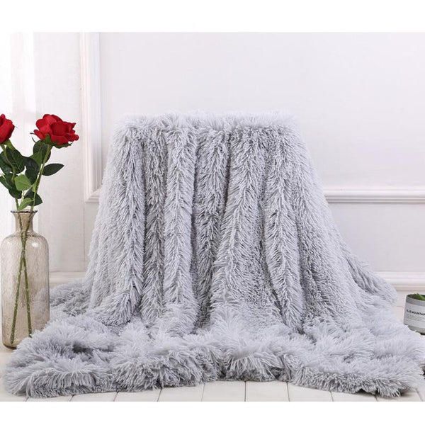 Blankets 130X160cm Super Soft Long Coral Fleece Flurry Throw Blanket Grey