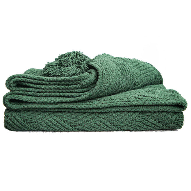 Blankets 130Cm X 160Cm Warm Cozy Knitted Throw Green