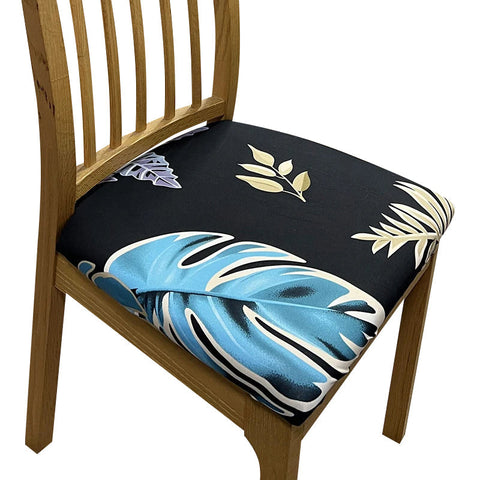 Slipcovers Chair Cover Black Light Blue Big Leaf Print Stretch Seat For Home And Garden