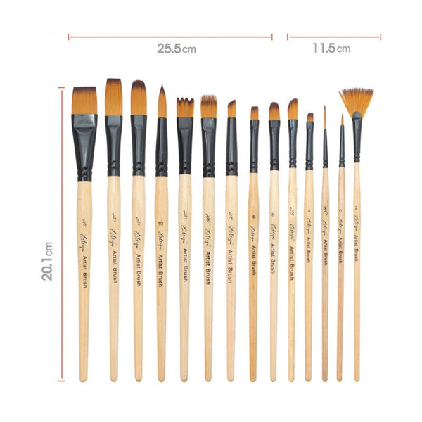 Artists Brushes 14 Pcs Professional Paint Brushes Different Shape Nylon Hair Artist Painting For Acrylic Oil Watercolor Supplies