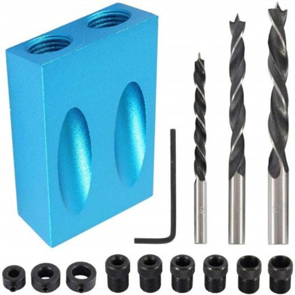 Drill Bits 14Pcs Pocket Hole Jig 15 Degree Dowel Drill Joinery Kit Multi