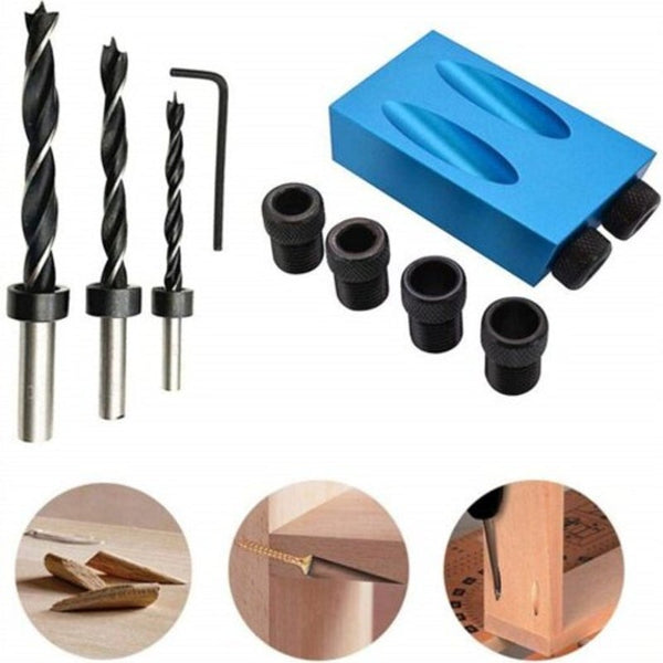 Drill Bits 14Pcs Pocket Hole Jig 15 Degree Dowel Drill Joinery Kit Multi