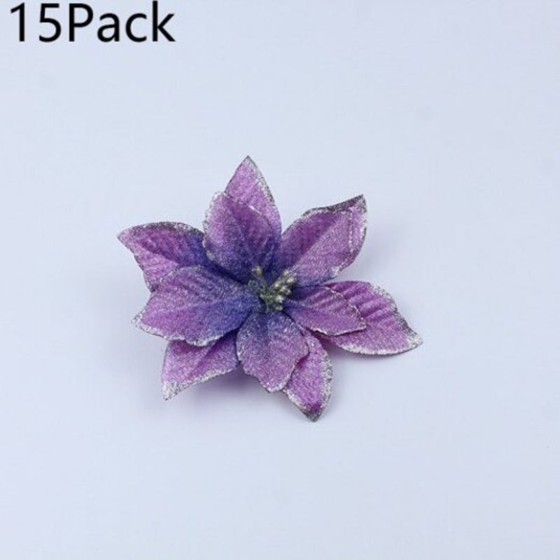 Seasonal Decorations 15Pack Christmas 15Cm Phnom Penh Large Simulates Flower Tree Decoration Purple