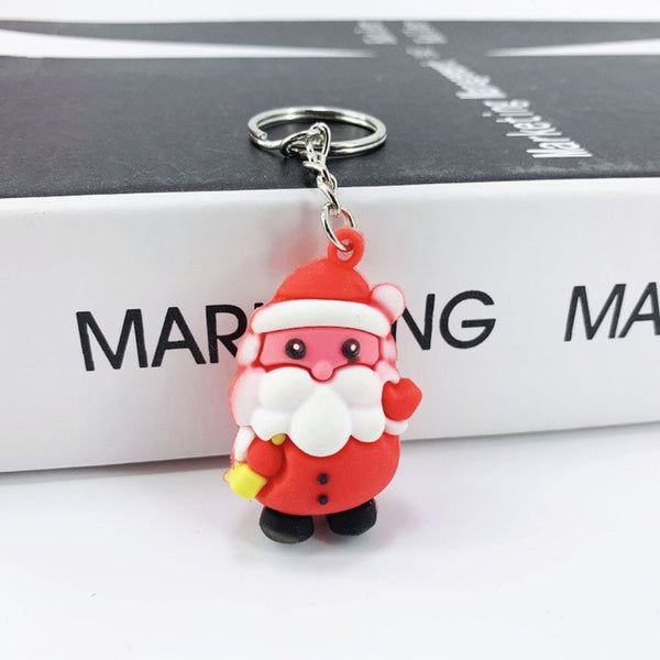 15Pcs Creative Pvc Silicone Christmas Key Ring Keychain Car Pendant Santa Claus