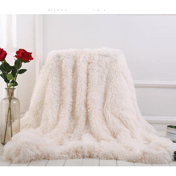 Blankets 160X200cm Super Soft Long Coral Fleece Flurry Throw Blanket