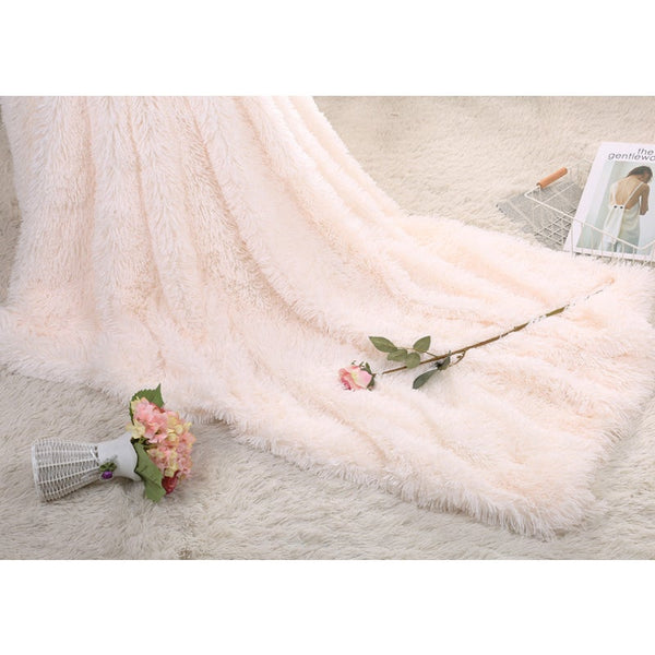 Blankets 160X200cm Super Soft Long Coral Fleece Flurry Throw Blanket