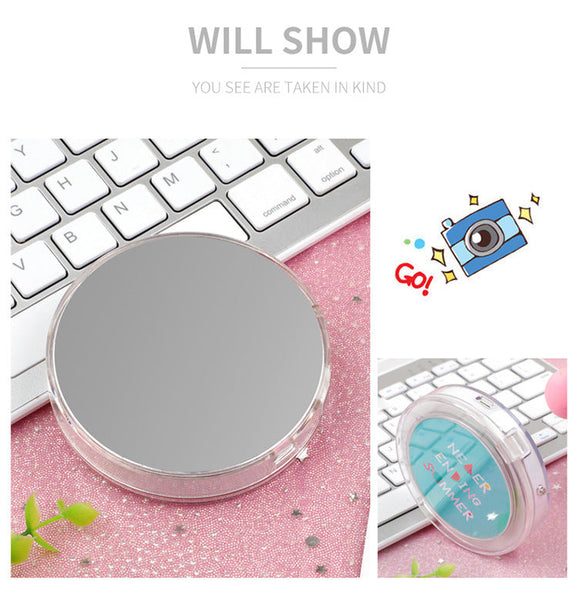 Makeup Mirrors Led Mini Makeup Mirror Portable Rechargeable Folding Cartoon Theme