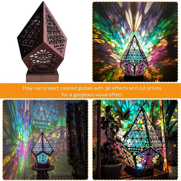 Lamps Mini Wooden Hollow Led Projection Bohemian Night Light Table Lamp