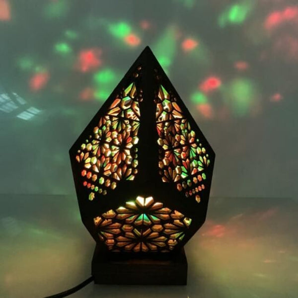 Lamps Mini Wooden Hollow Led Projection Bohemian Night Light Table Lamp