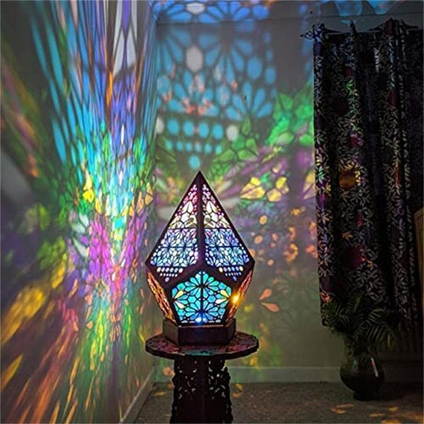 Lamps Mini Wooden Hollow Led Projection Bohemian Night Light Table Lamp