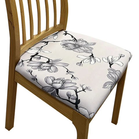 Slipcovers Chair Cover Grey Floral Print Stretch Seat For Home Dinning Kitchen