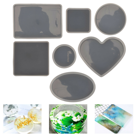 Crafting Tools 18Pcs Coaster Cup Mat Mold Round Silicone Mould Kit For Craft Diy Epoxy Resin