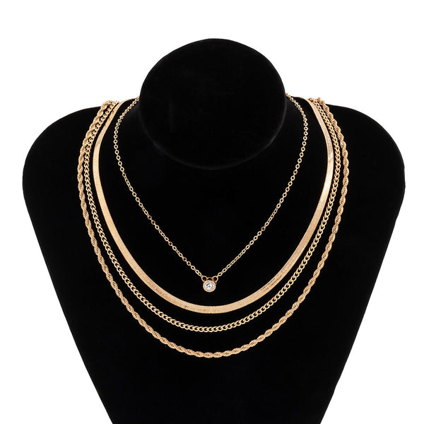 Necklaces & Pendants Retro Snake Bone Twist Chain Necklace With Rhinestone Pendant For Women