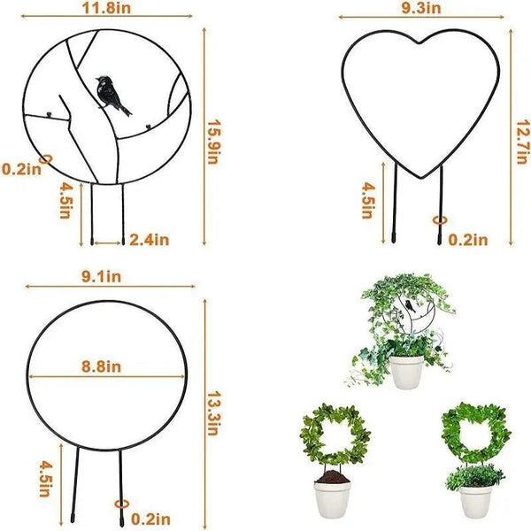 Plant Ties & Supports 1Pc Plant Support Garden Stake Stand Round Vine Climbing Rack Ironheart Shaped Flower Trellis Frame Holder Plastic Decor