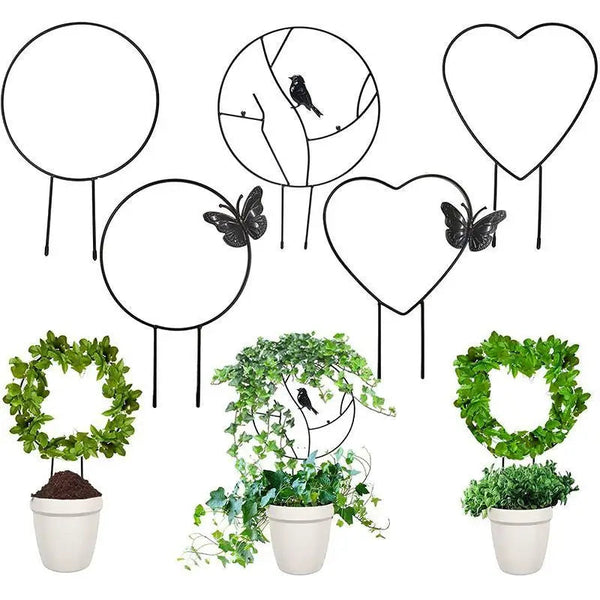 Plant Ties & Supports 1Pc Plant Support Garden Stake Stand Round Vine Climbing Rack Ironheart Shaped Flower Trellis Frame Holder Plastic Decor