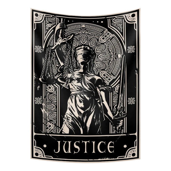 Tapestries Tapestry Black Justice Statue 150X150 Cm Bohemian Decoration Home