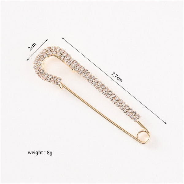 Brooches One Line Set Brooch Double Headed Pearl Zircon Anti Glare Large Safety Pin