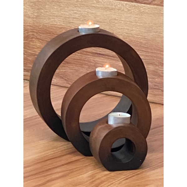 Candle Holders & Accessories Candle Holder Set Of 3 Concentric Wooden Designed Stye