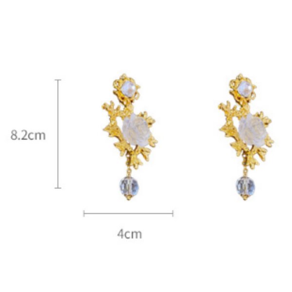 Earrings Heart Flower Tassel Palace Style Retro Exaggerated Alloy