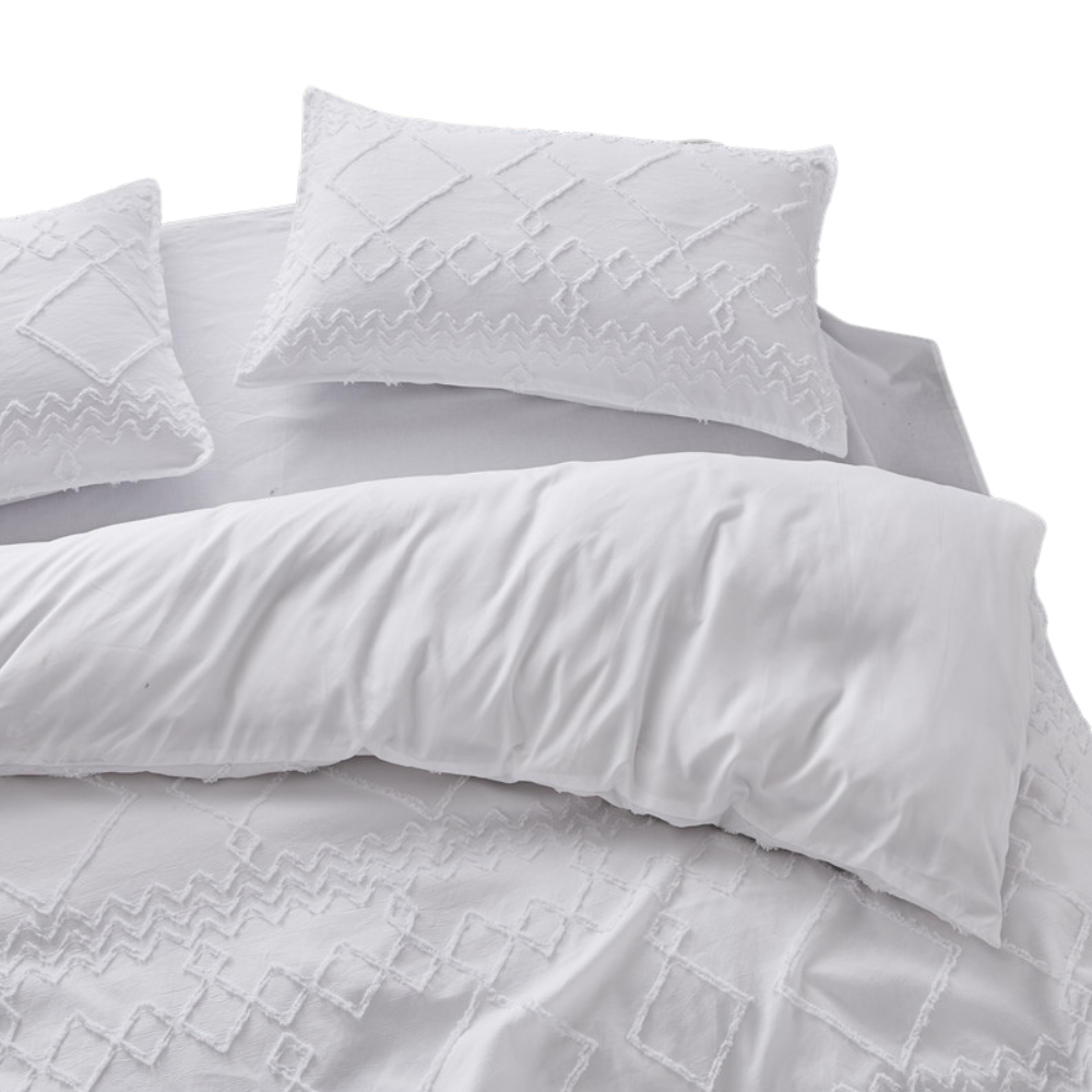 Quilt Covers Tufted Ultra Soft Microfiber Quilt Cover Set King White