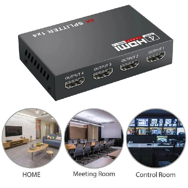 1 In 4 Out Hdmi Splitter X 1.4 Converter Amplifier Hdcp 4K 1080P Dual Display For Hdtv Dvd Ps3 Xbox