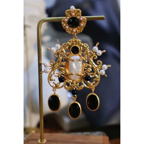 Earrings Baroque Pearl Zircon Pendant Air Aesthetic Style For Versatile Wear