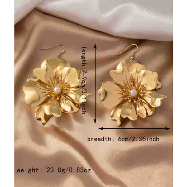 Earrings European And American Light Luxury High End French Retro Petal Metal Flower