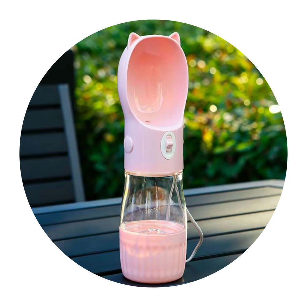 Dishes, Feeders & Fountains Pink Portable Dog Water Bottle With Built In Bowl Dispenser 250Ml Water180ml Food Capacityleak Proof For Travel And Walks