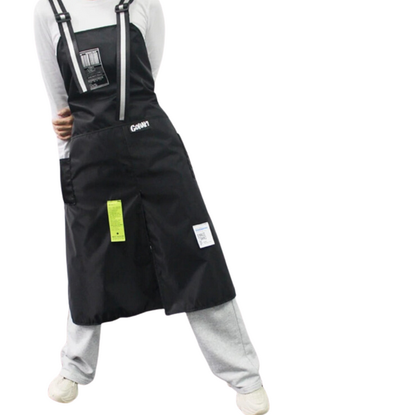 Aprons Black Kitchen Apron With White Bags Waterproof Oil Resistant Adjustable Chef Bibs