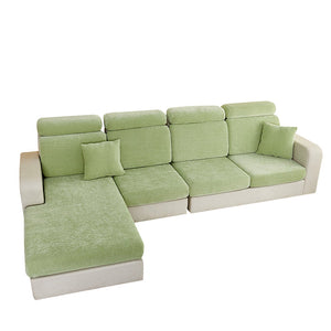 Slipcovers Sofa Cover Mint Green L Shape Polyester Chenille Thick Stretchable Cushion Slipcover