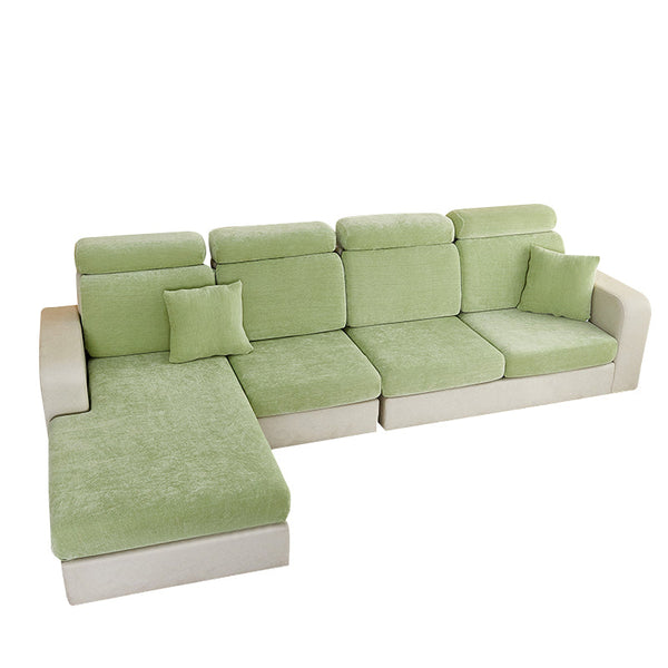 Slipcovers Sofa Cover Mint Green L Shape Polyester Chenille Thick Stretchable Slipcover