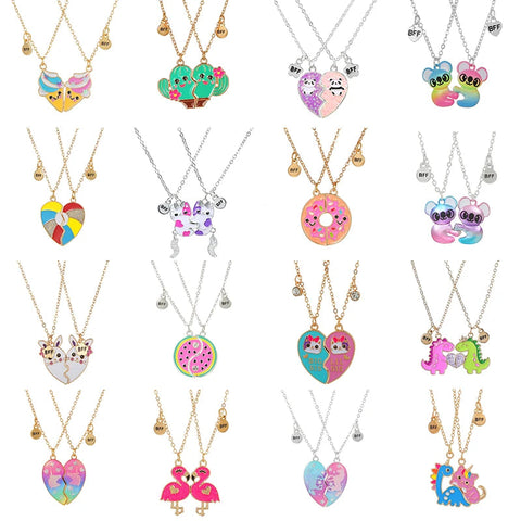 Necklaces & Pendants 2 Pieces Heart Shaped Cat Unicorn Koala Bear Pendant Necklace For Kids Friendship Jewellery