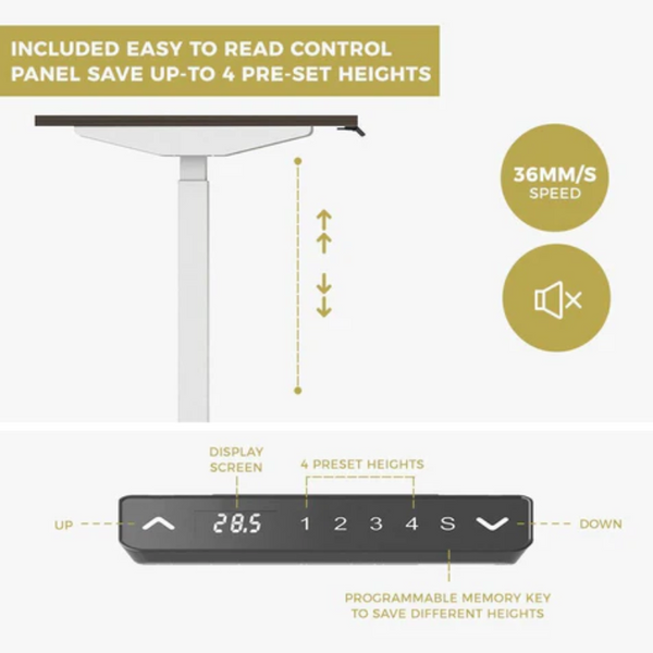 Standing Desks 120Cm Standing Desk Height Adjustable Sit Grey Motorised Dual Motors Frame White Top