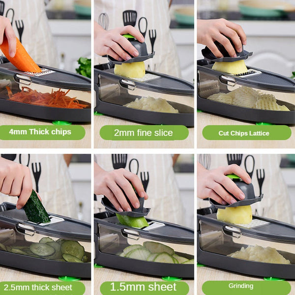 Multifunctional Vegetable Cutter Mandoline Slicer Potato Peeler Carrot Cheese Grater Kitchen Accessories Black