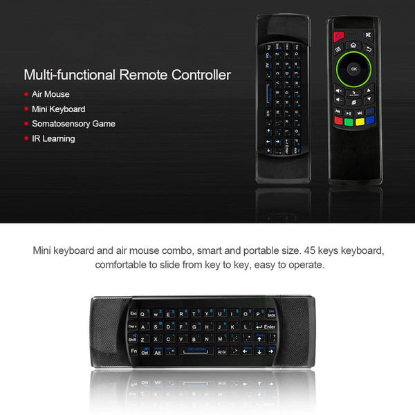 2.4G Air Mouse Wireless Keyboard Remote Control 6 Axis Sensor With Infrared Learning For Mini Pc Smart Tv Android Box Black